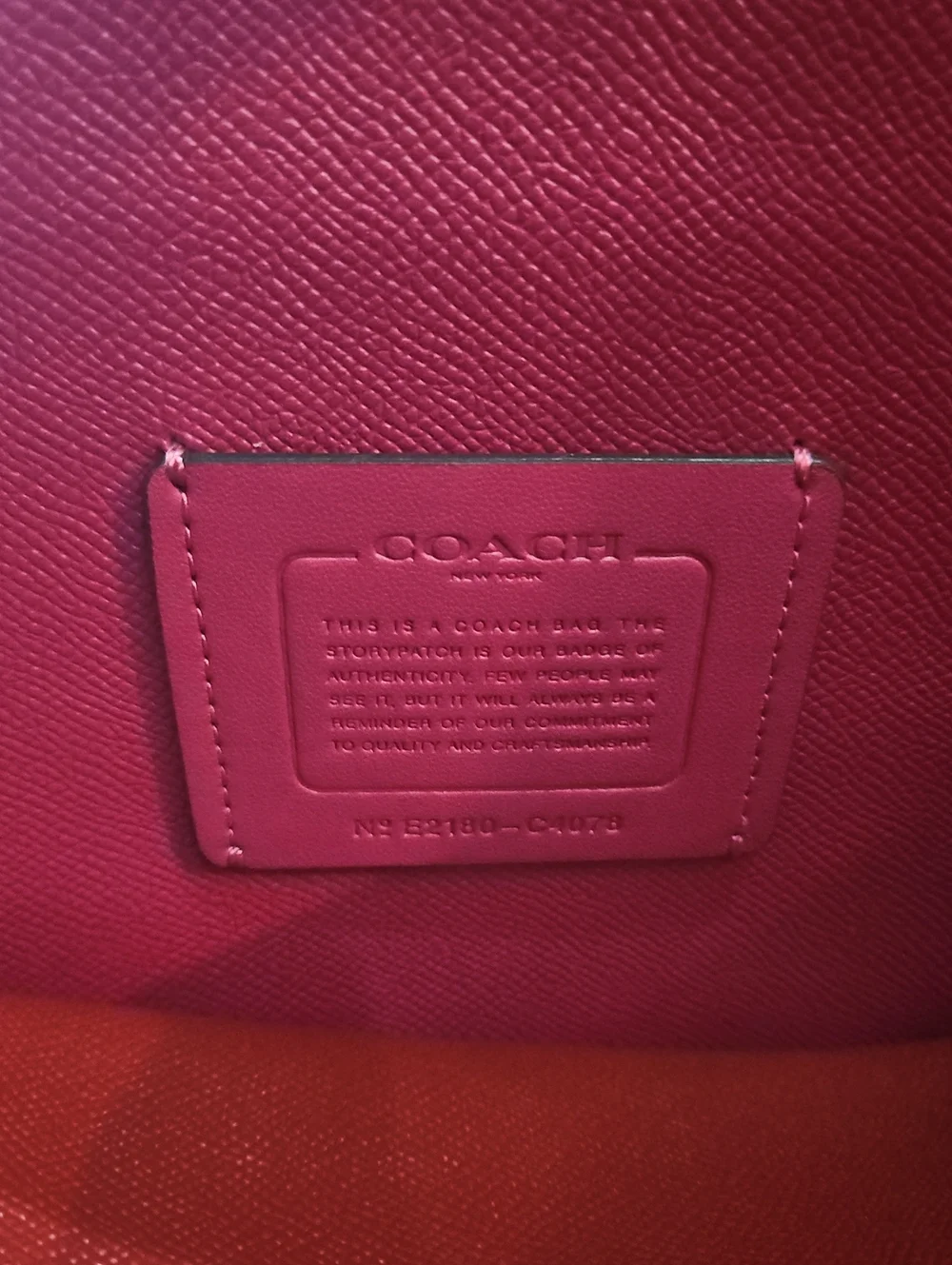 Coach Magenta Leather Tote with Gold-Tone Hardware